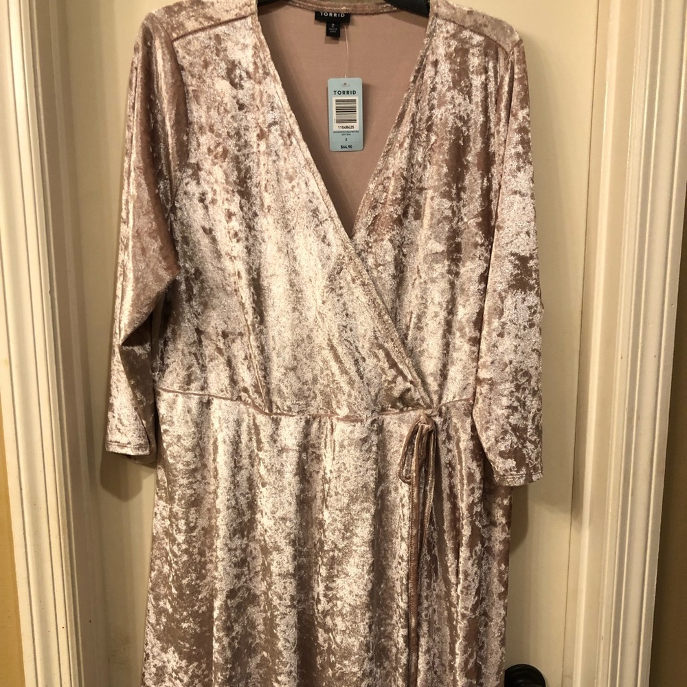 Rose Gold Velour wrap dress